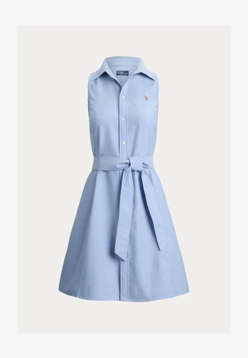 COTTON OXFORD SLEEVELESS SHIRTDRESS - Skjortekjole - blue