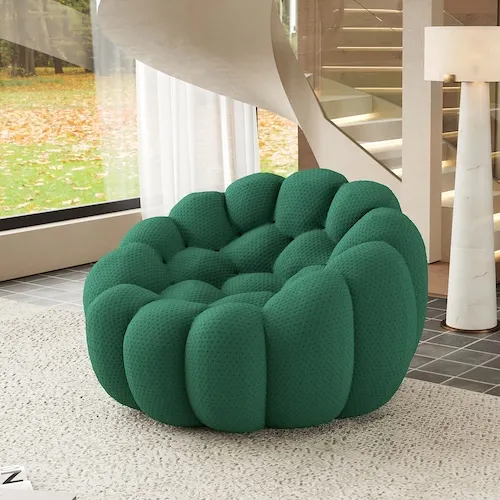 Oversized Floor Chair, 49 in. Mesh Fabric Sofa in Green for Bar Bedroom