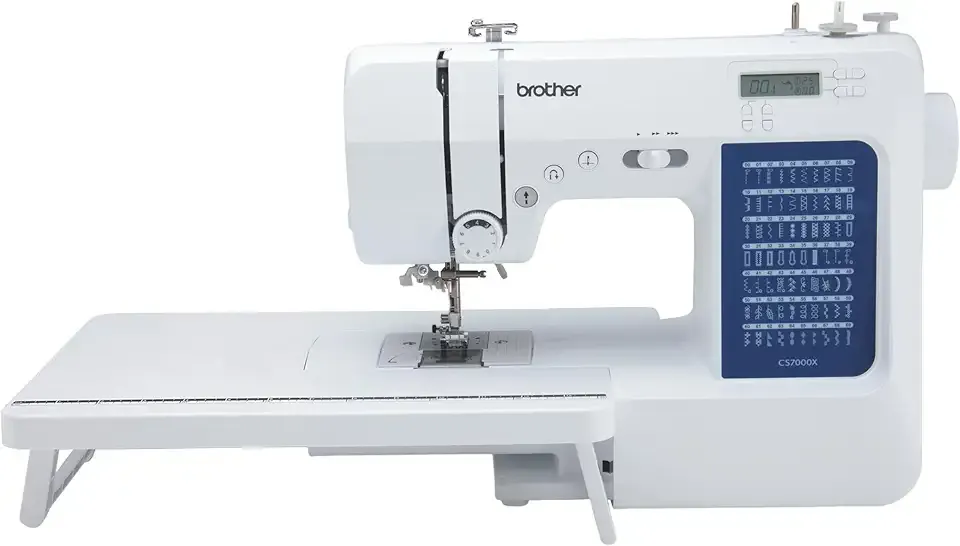 Brother CS7000X Computerized Sewing and Quilting Machine, 70 Built-in Stitches, LCD Display, Wide Table, 10 Included Feet, White