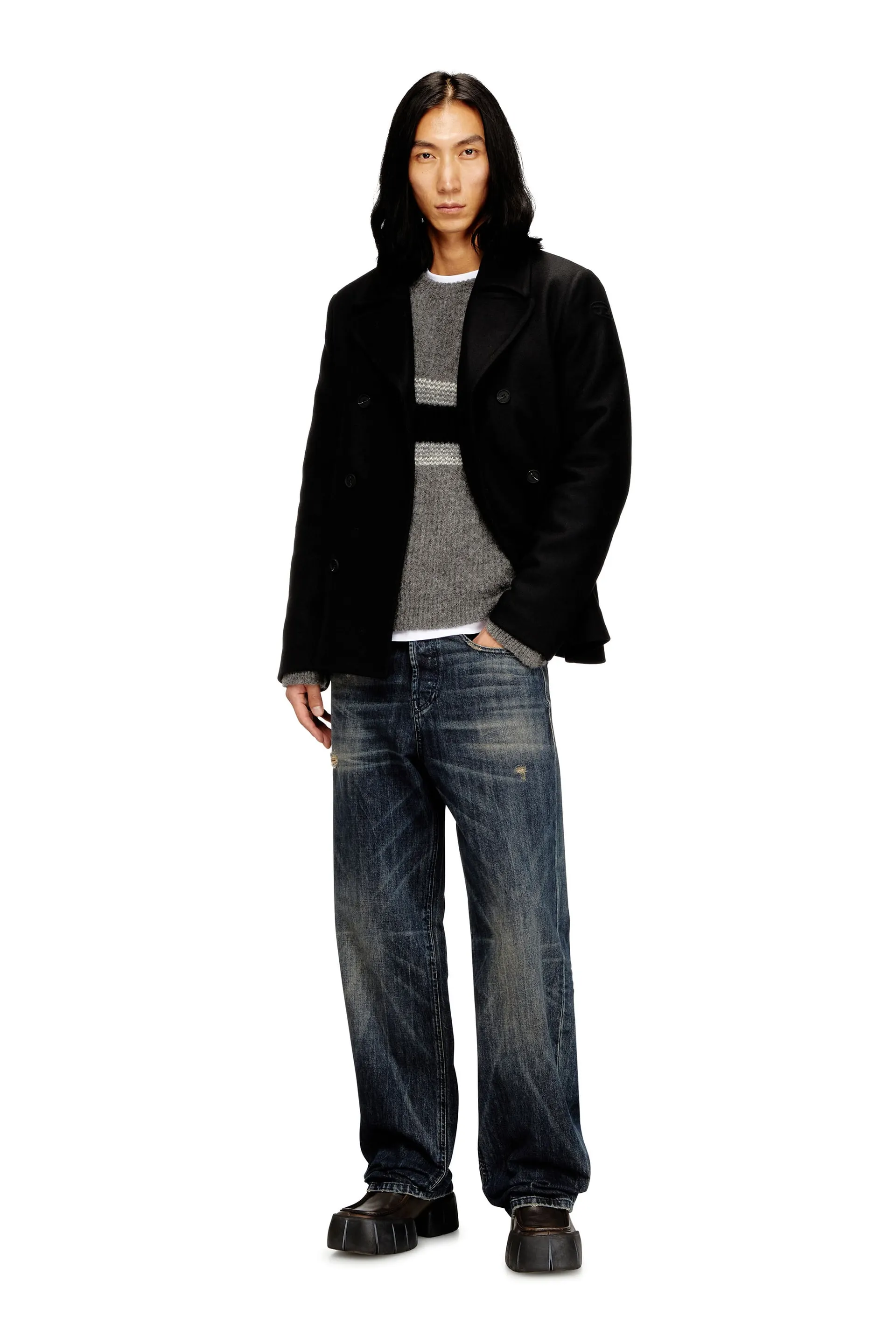 Peacoat in felted wool blend