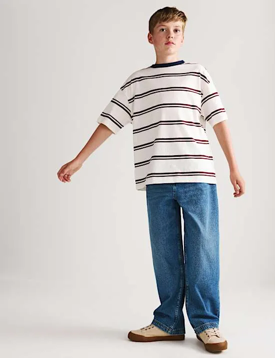 Gestreiftes T-Shirt aus reiner Baumwolle (6-16 Jahre)
