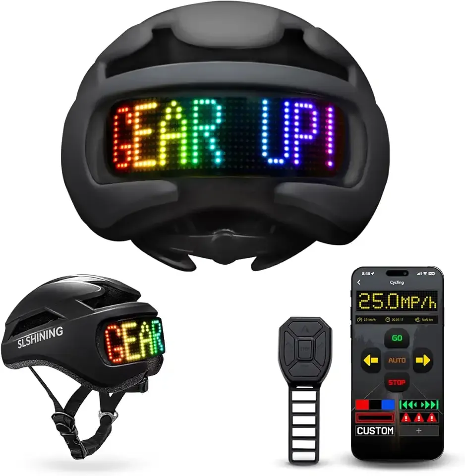 Bike Helmet with Light - Bike Helmet with DIY LED Screen for Scooter, Bicycle, Skateboard - LED Display Helmet with Customizable Patterns - Bicycle Helmet Light for Adult Men and Women