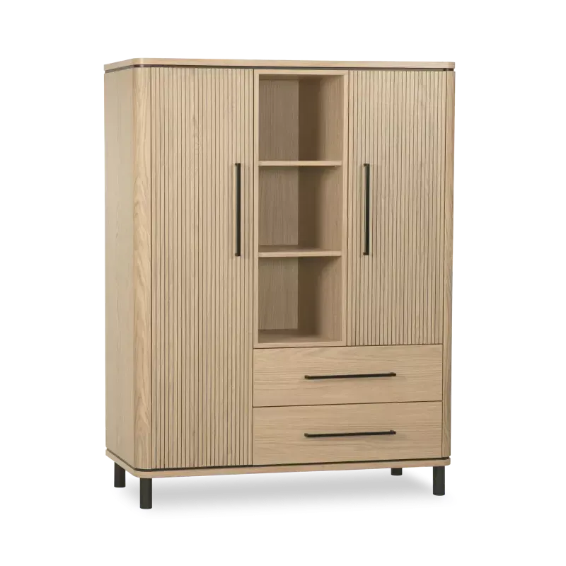 Wandkast Shuffle – 118 cm – Lamulux Blond Oak – 2 deuren, 2 laden, 3 open vakken