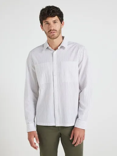 Just Jeans Long Sleeve Crinkle Stripe Shirt