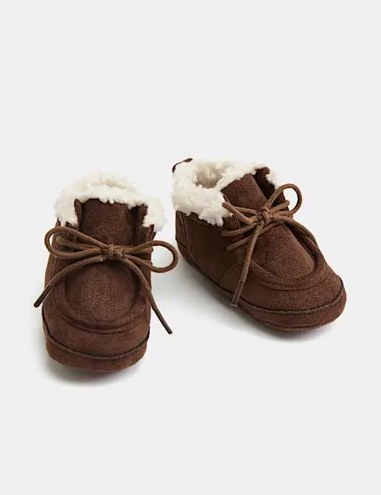 Baby-Kinderwagenstiefel mit Klettverschluss und Teddyfutter