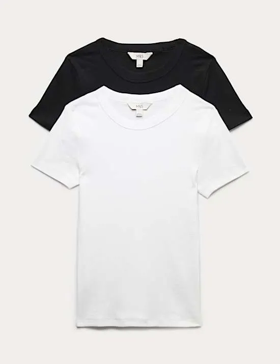2 Pack Cotton Rich Ribbed T-Shirts