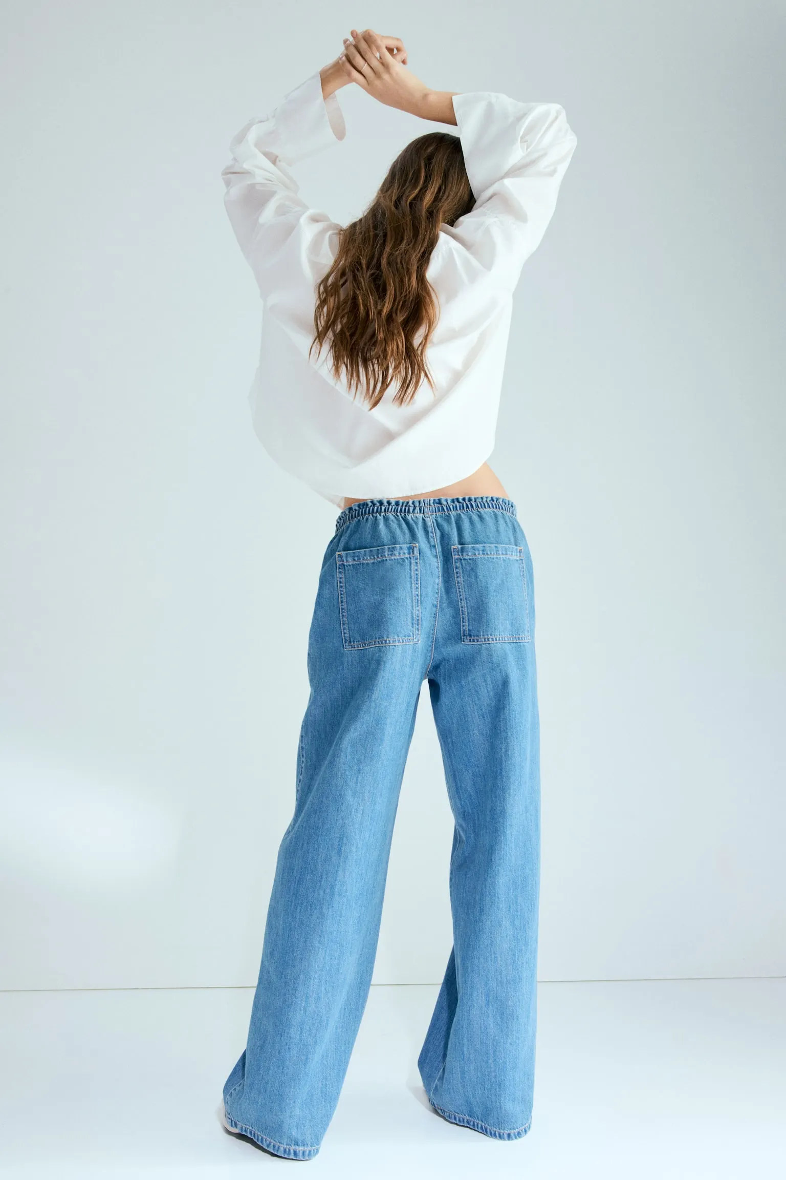 Denim pull-on trousers