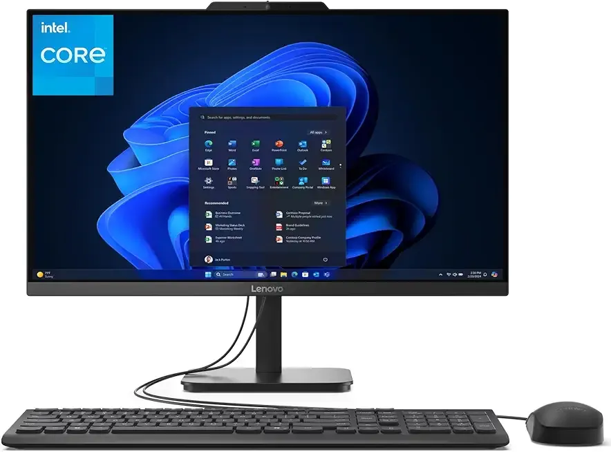 Lenovo AIO 24" FHD All-in-One Desktop Computer for Home Office, Intel 4-Core Processor, 8GB DDR4 RAM, 512GB PCIe SSD, WiFi 6, Bluetooth 5.2, HDMI, Black, Windows 11 Home