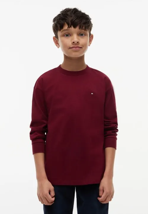 ESSENTIAL FLAG EMBROIDERY LONG SLEEVE T-SHIRT - Langermet topp - burgundy