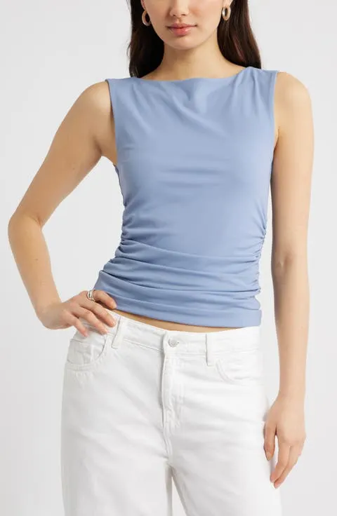 Open Edit Boat Neck Sleeveless Top