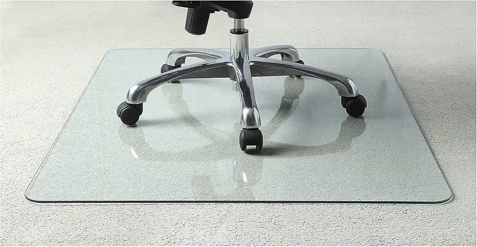 Lorell Tempered Glass Chairmat, 46" Width x 36" Depth x 0.25" Thickness, Clear, 1 Each