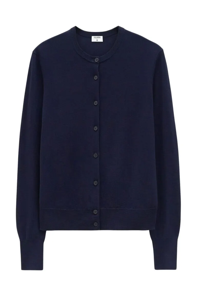 Merino Short Cardigan - Marine