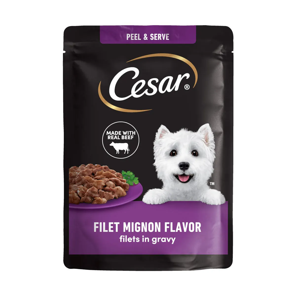 Cesar Filets in Gravy Wet Dog Food, Filet Mignon Flavor, 1.76 oz. Mini-Pouches