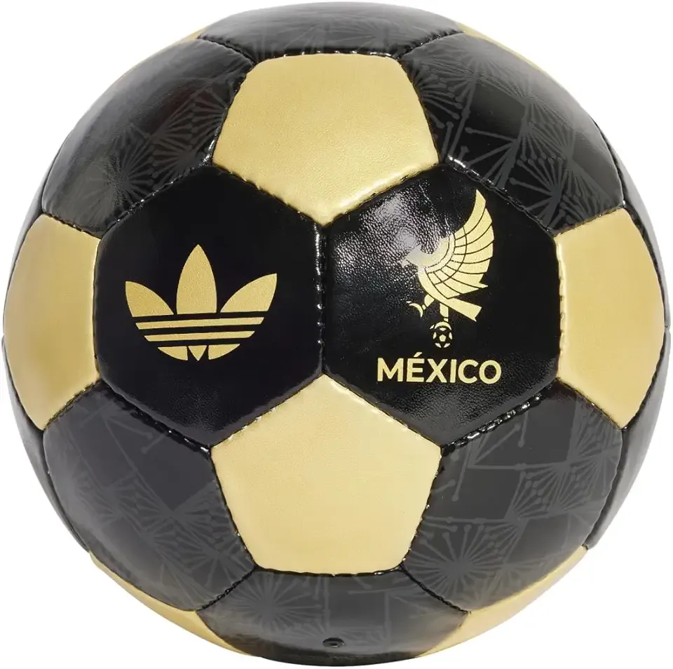 Mexico Gold Kit Club Soccer Ball - Special Collection Soccer Ball in Black and Gold Colors with Trefoil and Team Badge, Size 5, Requires Inflation