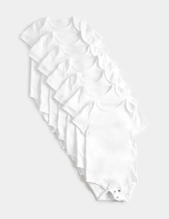 7er-Pack Kurzarm-Bodys aus reiner Baumwolle (2,3 kg–3 J.)