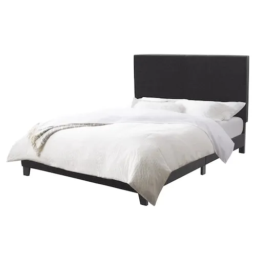 Juniper Charcoal Fabric Upholstered Bed, Double