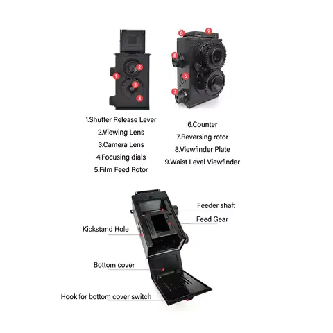 35MM Dual Lens Film Camera DIY Classic Retro Double Reflex Film Camera TLR Camera for 35MM 135 Film Film Camera 35MM Film Camera