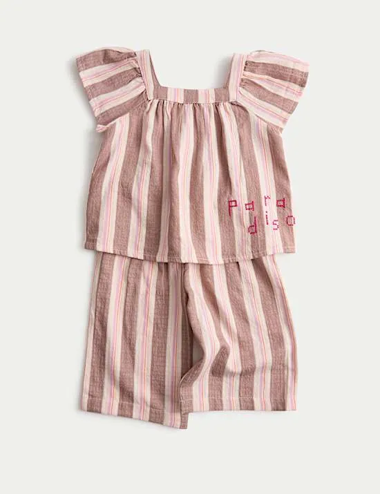2-teiliges gestreiftes Outfit aus reiner Baumwolle (0–5 Jahre)
