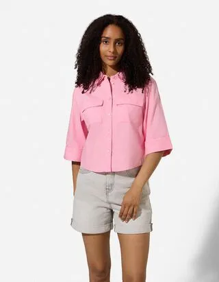 Camicia blusata - Tinta unita - Rosa