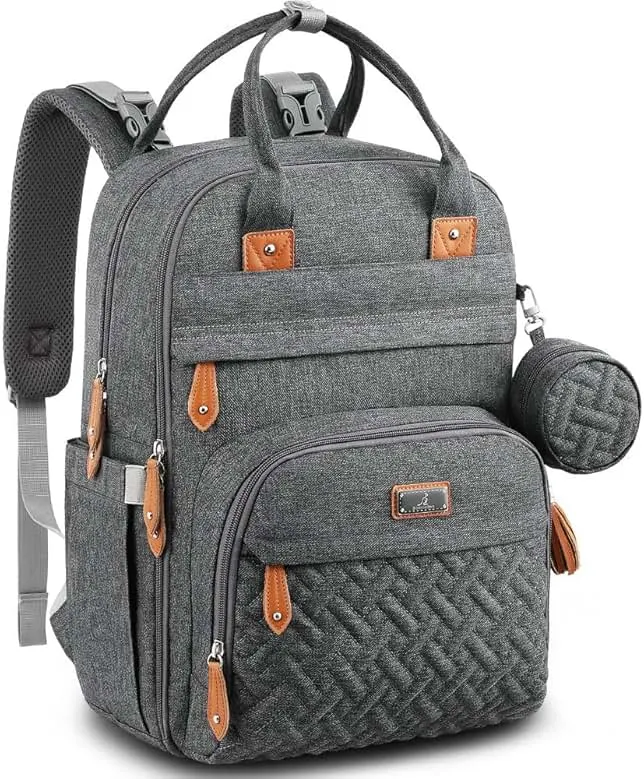 BabbleRoo Diaper Bag Backpack - Baby Essentials Travel Tote - Multi Function Water Resistant Diaper Bag, Travel Essentials Baby Bag with Ch…