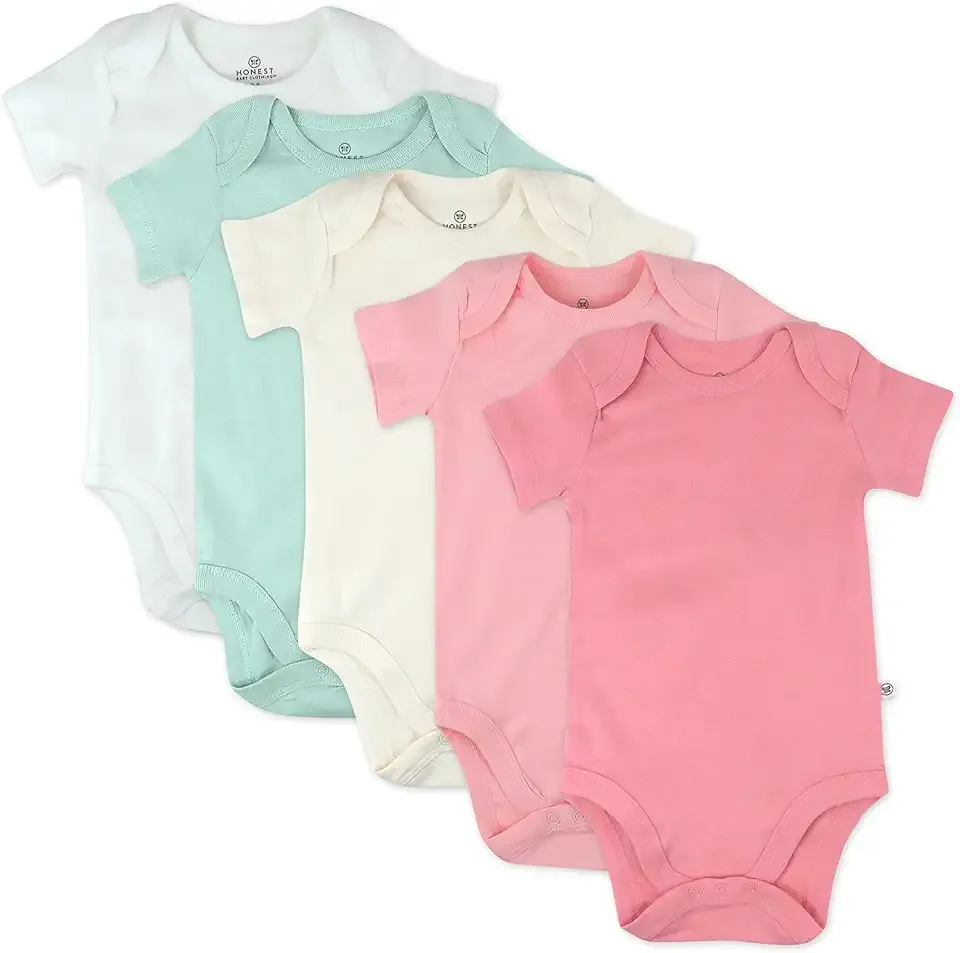 baby-girls 5-pack Short Sleeve Bodysuits One-piece 100% Organic Cotton for Infant Baby Girls