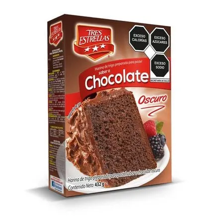 Harina para Pastel Chocolate Oscuro Tres Estrellas 432 g