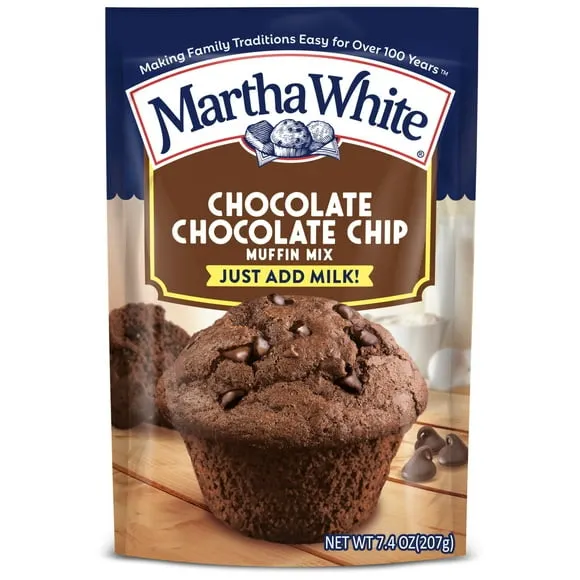 Martha White Chocolate Chocolate Chip Muffin Mix, 7.4 oz Bag