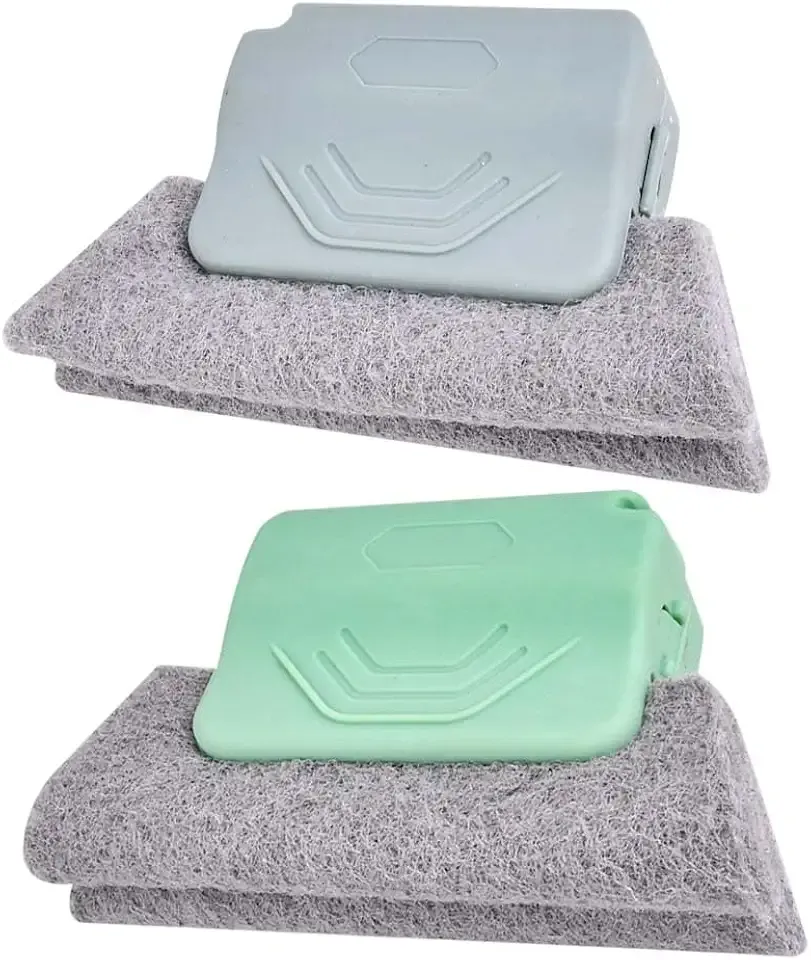 Magic Window Track Cleaner, 2025 New Window Groove Cleaning Brush Tools Set, Hand-held Window Track Cleaner Brushes Tools for Window lides Gaps Tile Lines Shutter Car Vents (2, Green, Grey)