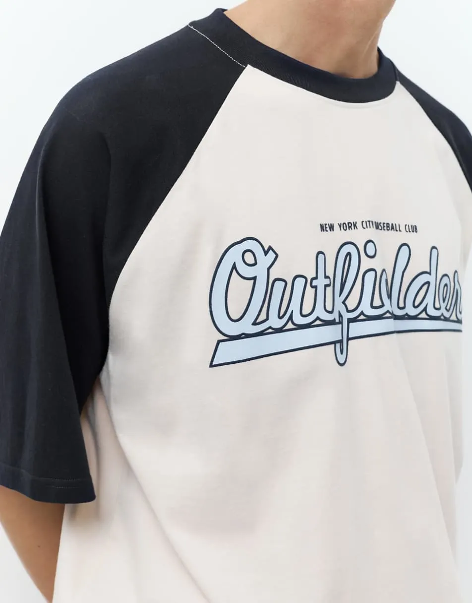 Pull&Bear Outfielders t-shirt in off white