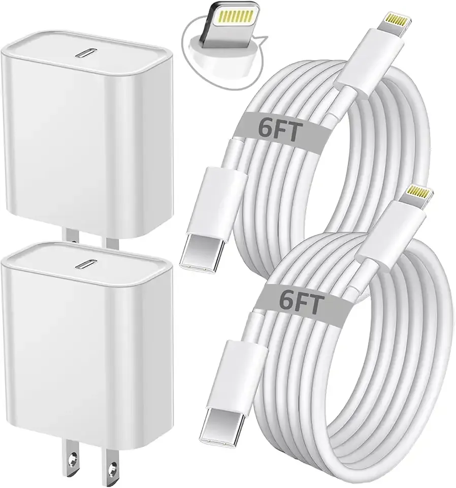 iPhone Fast Charger, iPhone Charger Fast Charging 2Pack PD 6FT Type C Quick USB C to Lightning Cable Cord Fast Charger iPhoneUSB C Wall Block Plug for iPhone14 13 12 11 Pro Max XR XS X, iPad, AirPods