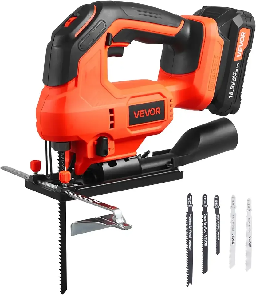 20V Brushless Cordless Jig Saw, 7/8" Jigsaw Tool for Makita 18V Battery, 3500 SPM & 6 Variable Speed, Battery & Charger, LED Light, 0-45° Bevel Cuts, 6 Blades, 4 Orbital Settings, Wood & Metal