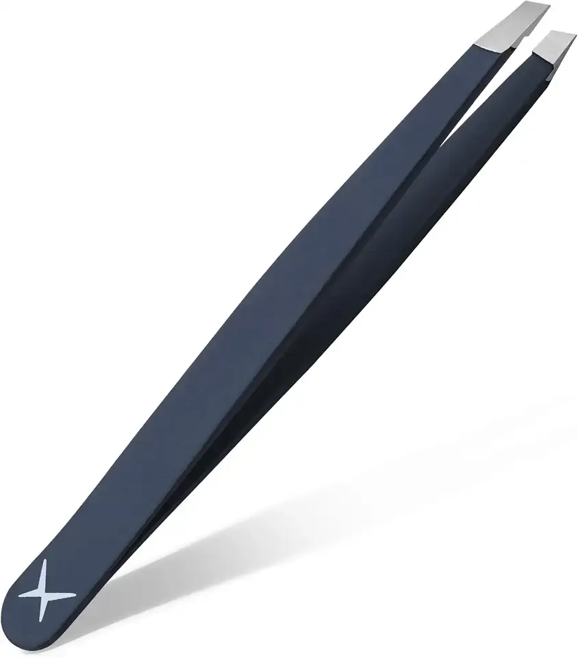 Professional Slant Precision Surgical Grade Facial Hair & Eyebrow Tweezers | Handmade, Hand-Aligned Tips, Non-Slip Grip Handle, Brow Shaping Tool