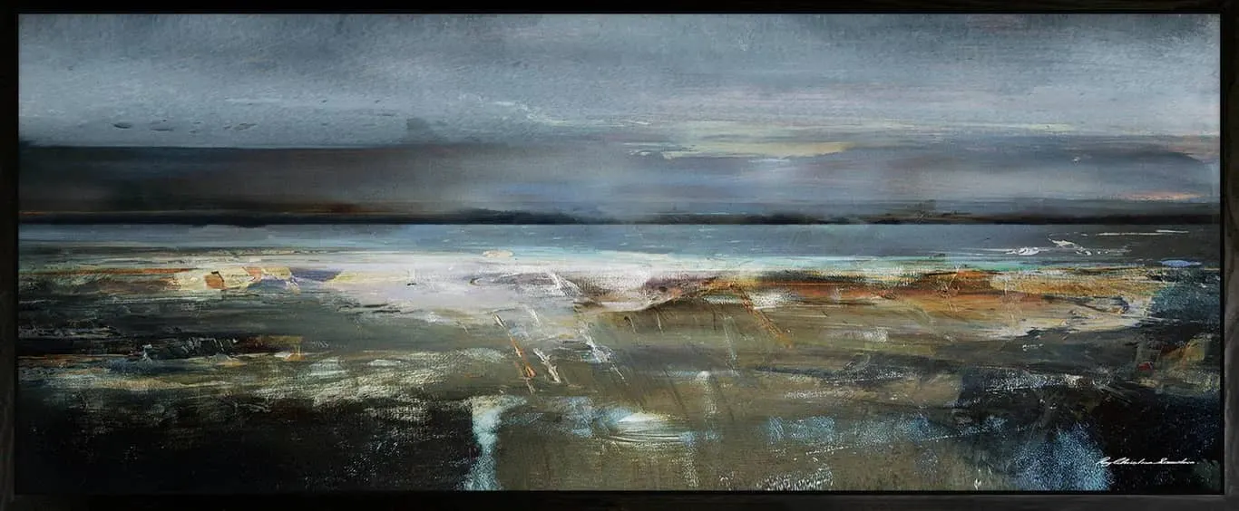 Canvas Between sky and sea 60x150, m/svart svevelist i tre