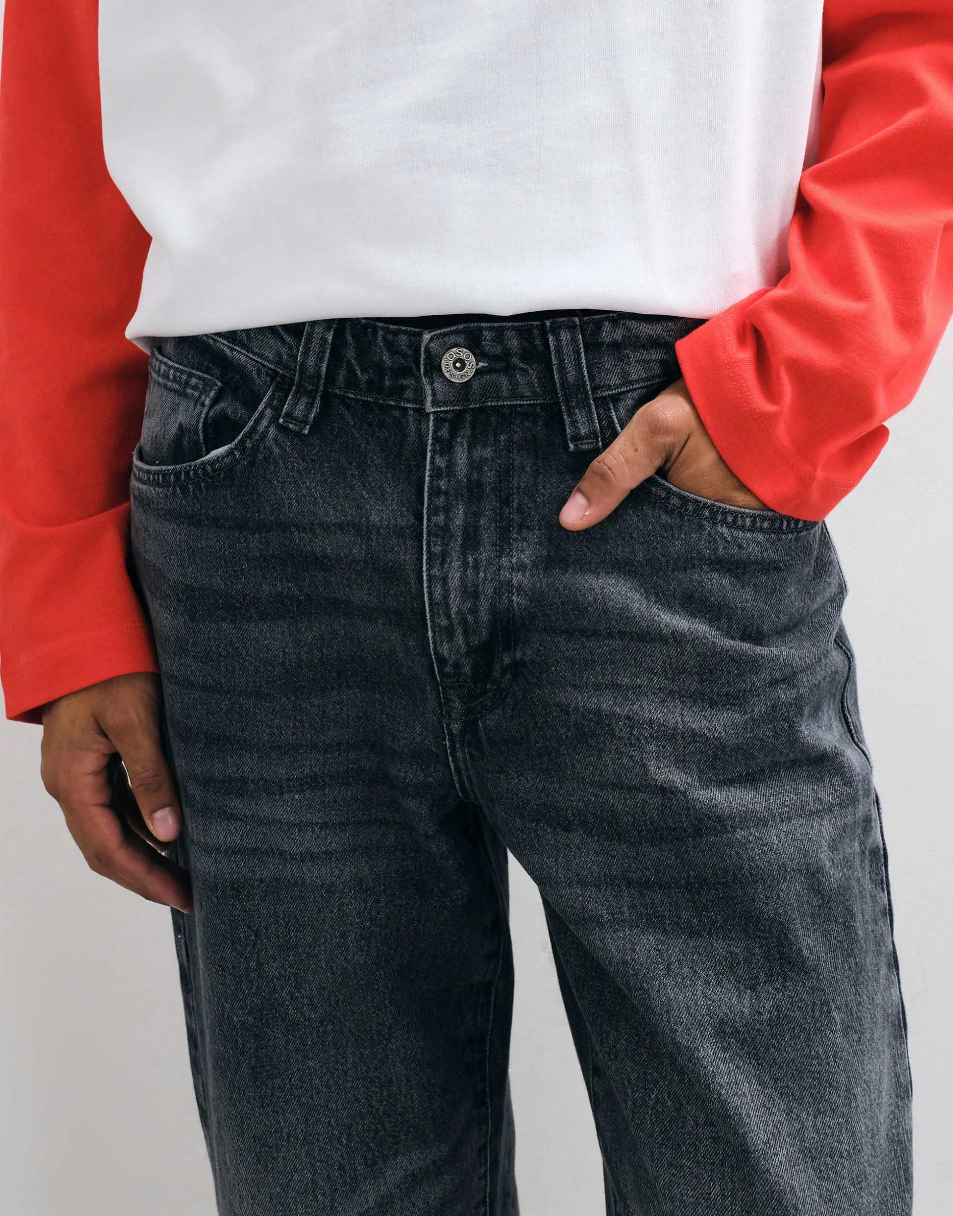 ASOS DESIGN wide flare jeans in grey
