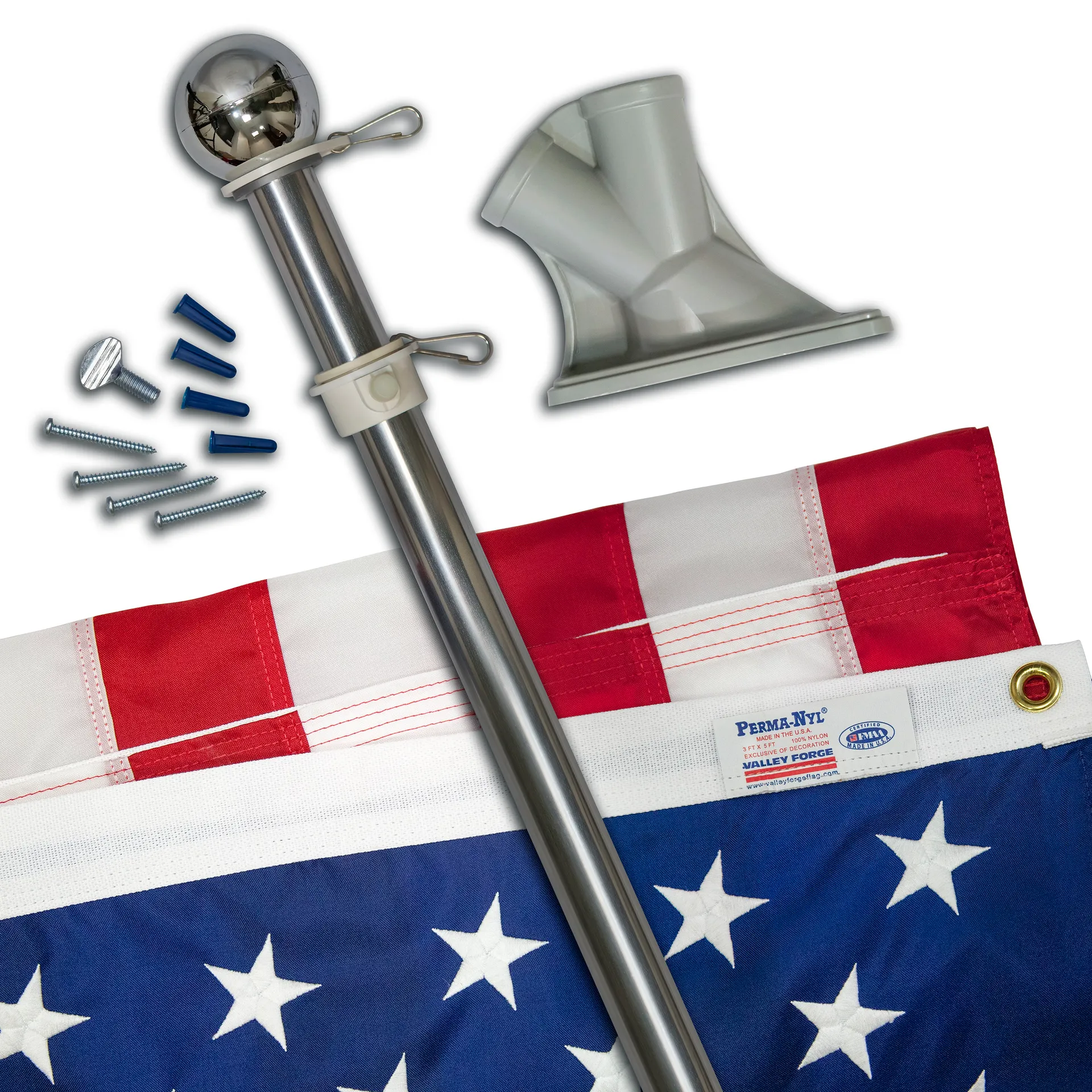 5-ft W x 6-ft H American Embroidered House flag Kit