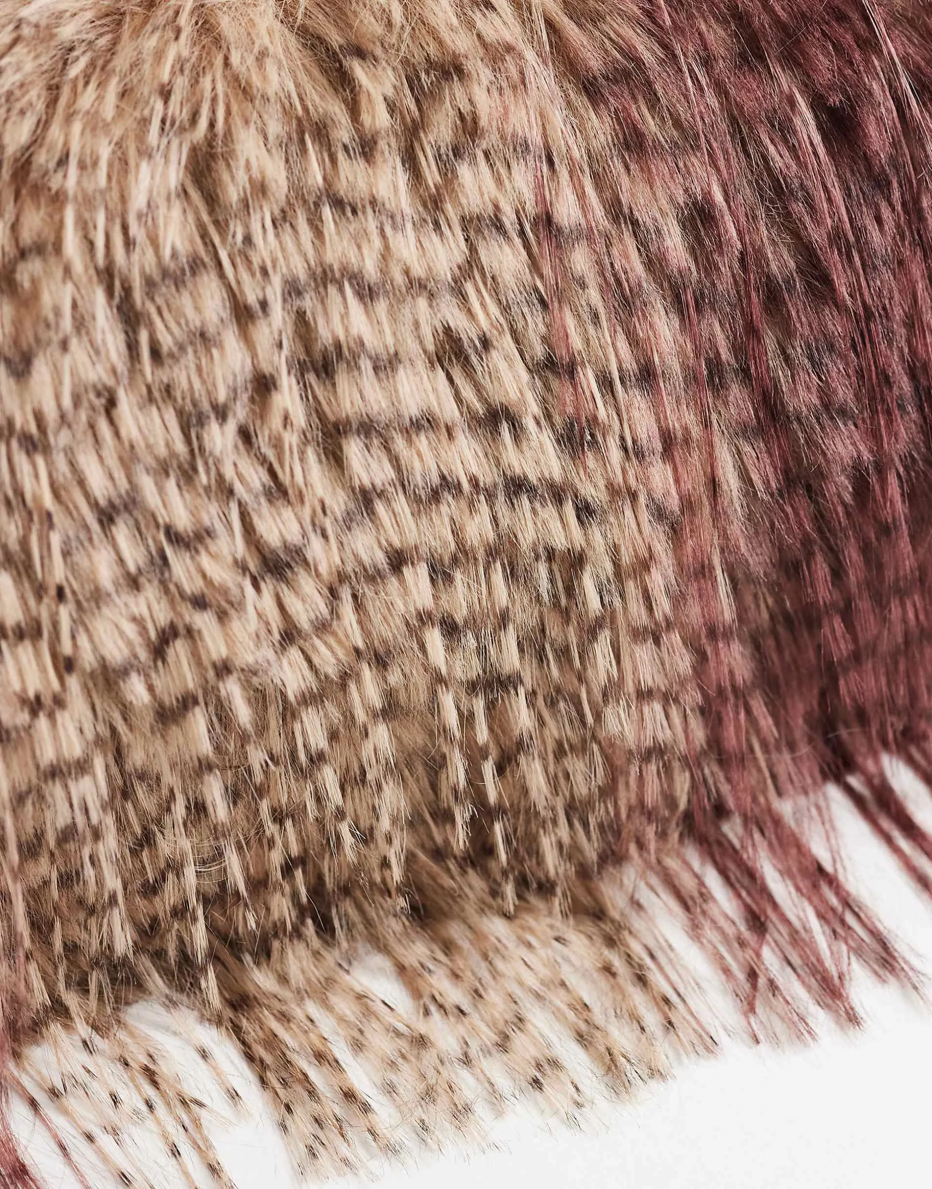 Topshop Ciara oversized large folded faux fur structured clutch bag in burgundy mix
