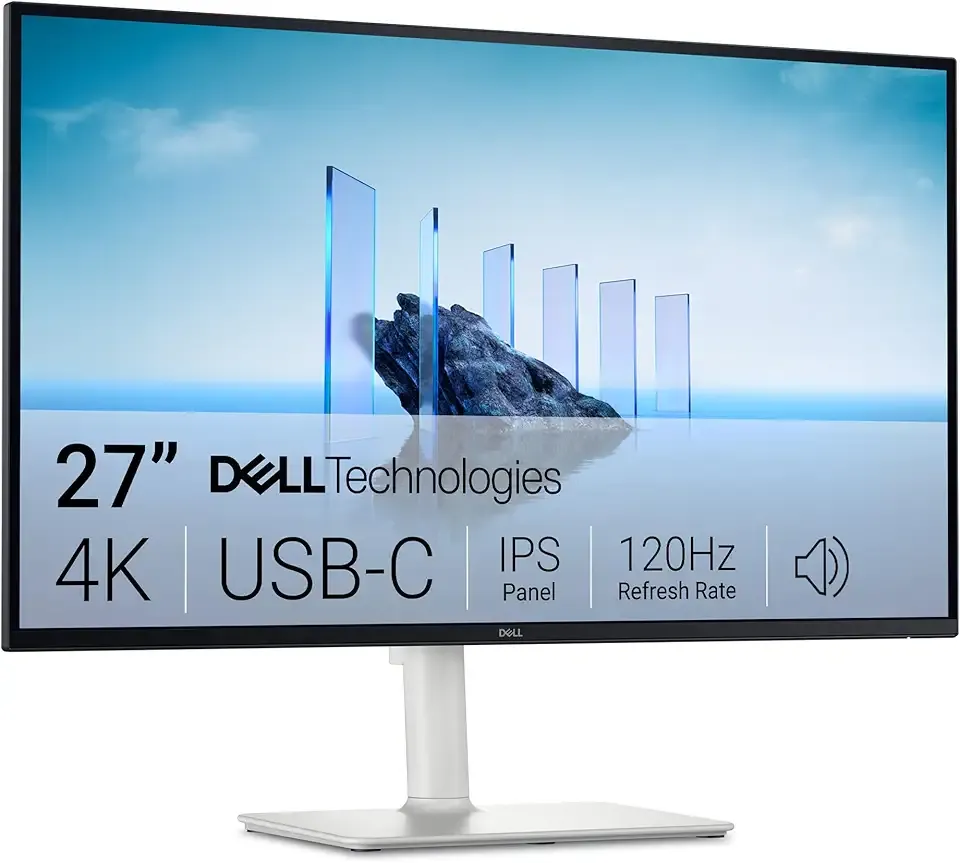 Dell 27 Plus 4K USB-C Monitor - S2725QC - 27-inch 4K (3840 x 2160) 120Hz 16:9 Display, AMD FreeSync Premium, sRGB 99%, Integrated Speakers, 1500:1 Contrast Ratio, Comfortview - Ash White