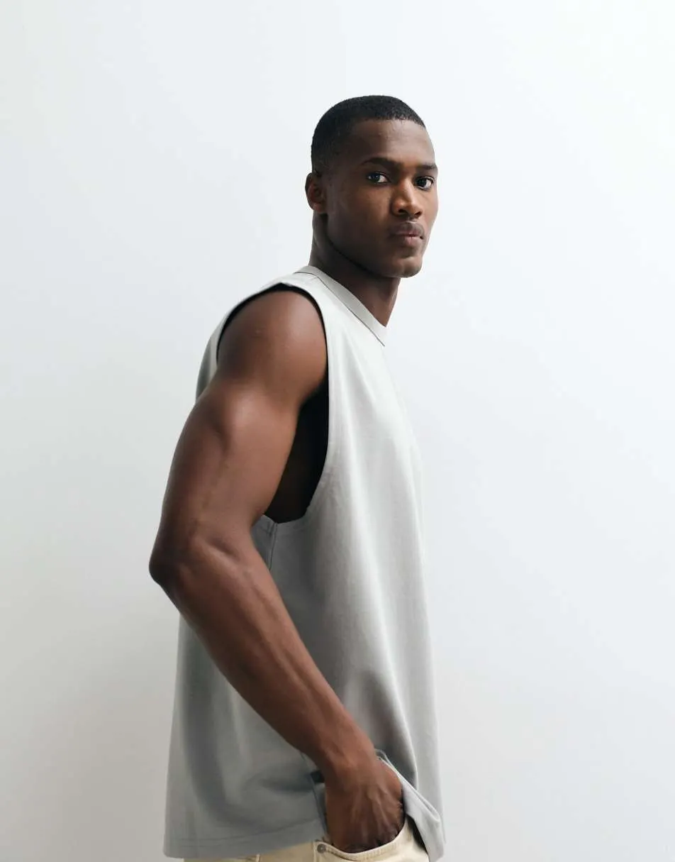 ASOS DESIGN breatheMAX™ heavyweight oversized tank in grey cotton blend