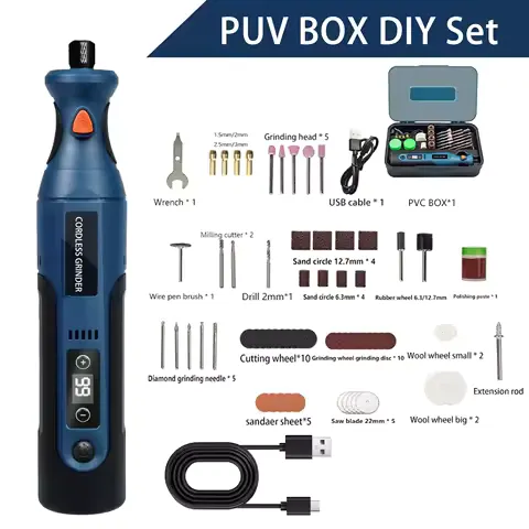 Cordless Rotary Tool Kit Mini, 7.4V 12-Speed Power USB Rechargeable, for DIY Crafts, Wood Carving, Polishing, Sanding, Drilling