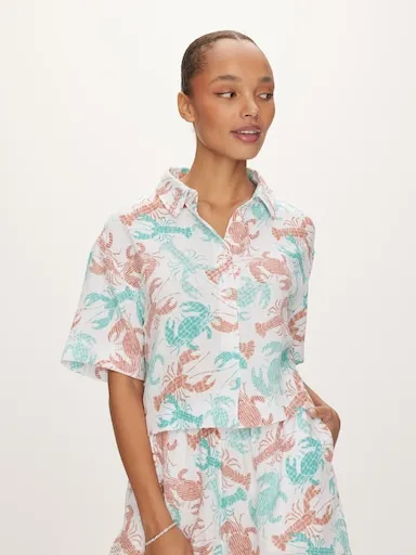 Mina Short Sleeve Cotton Waffle Shirt