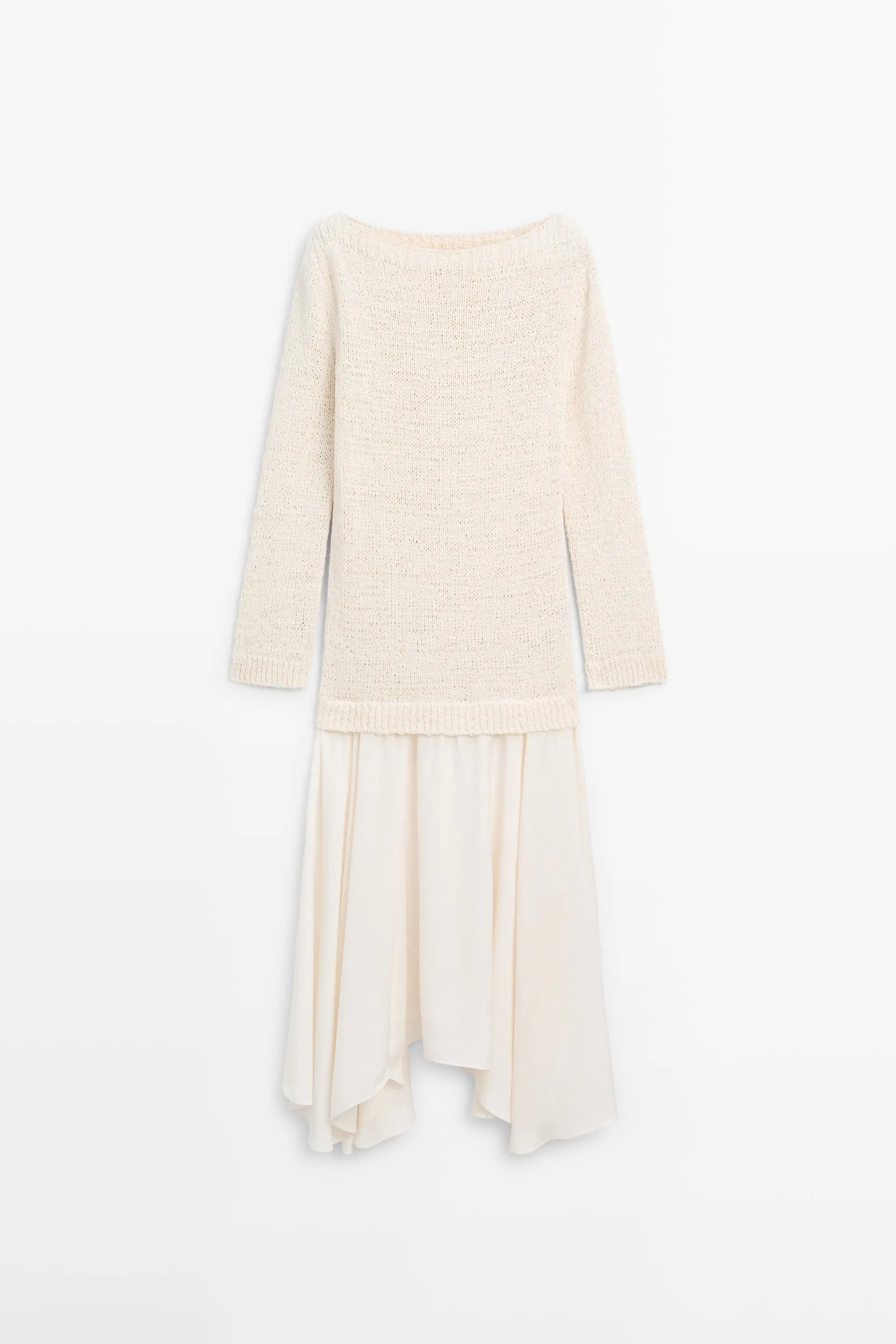 Asymmetrische midi-jurk met combi detail