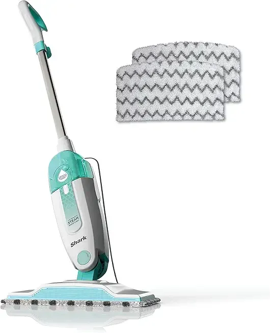Shark Steam Mop with 2 Machine Washable Dirt Grip Pads, Removable Water Tank, Lightweight, Steam Cleaner for sealed Hard Floors, Marble, Stone, Hardwood, Tile, Laminate, White/Seafoam, S1000
