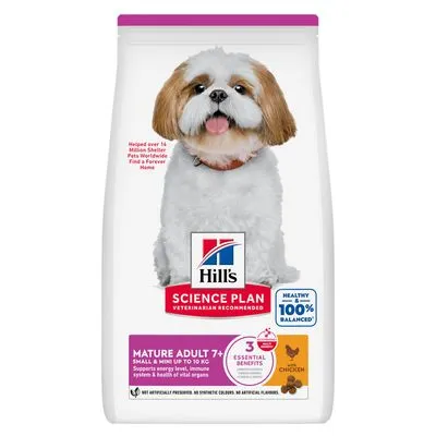 Croquettes Hill's Science Plan 1,5 à 3 kg : 2 + 1 offert ! Mature Adult 7+ Small & Mini poulet (3 x 3 kg)