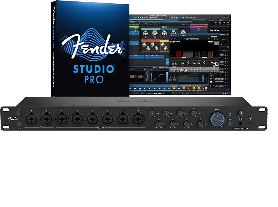 Fender Quantum LT 16 | 16-in 8-out USB-C Audio Interface for Music Production, Eight MAX-HD Mic Preamps, 14 Line Inputs, Low-Latency Drivers, Loopback, Balanced Outputs, Headphone Amp, Mac & PC