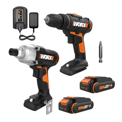 WORX® 20-Volt Cordless 1/2" Drill/Driver & 1/4" Impact Driver 2-Tool Combo Kit