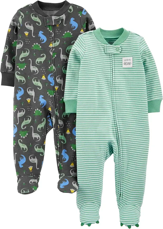 baby-boys 2-way Zip Thermal Footed Sleep and Play, Pack of 2