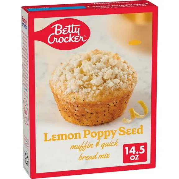 Betty Crocker Muffin and Quick Bread Mix, Lemon Poppy Seed With Streusel, 14.5 oz