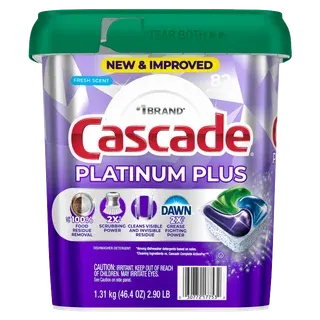 Cascade Platinum Plus Dishwasher Detergent ActionPacs, Fresh, 82-count