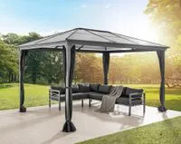 Gartenpavillon aus pulverbeschichtetem Aluminium, ca. 300 x 300 x 265 cm - Anthrazit