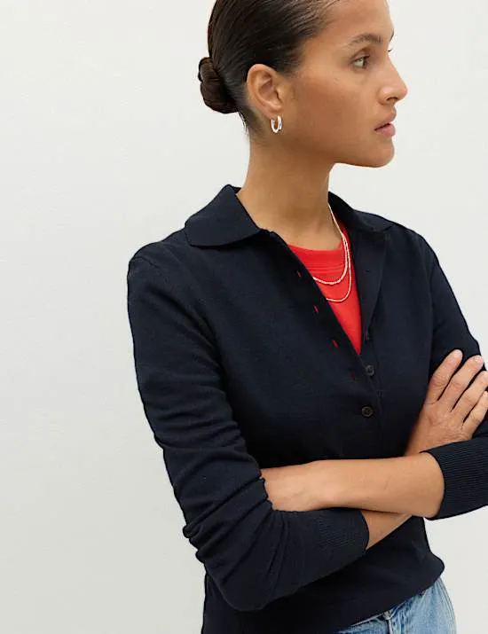 Collared Slim Jumper with Wool